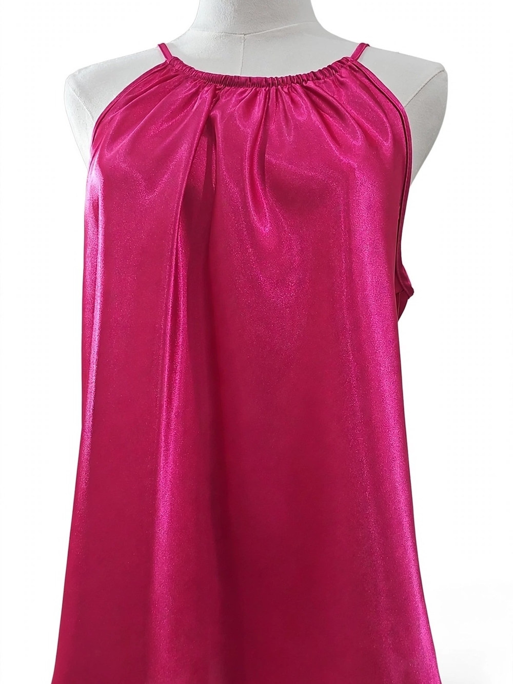Nwt Nicole Miller New York Fuchsia Satin Halter Top Blouse M